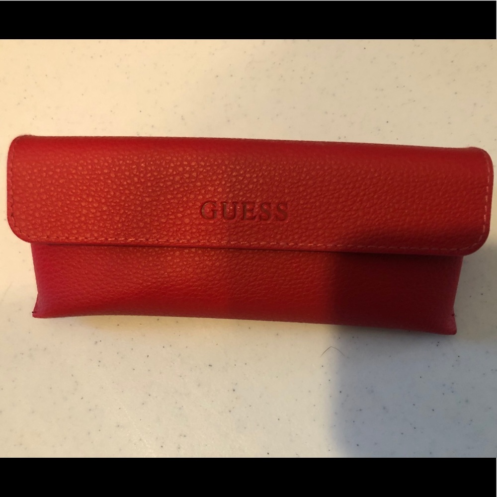 Guess eye glass case red hard shell magnetic